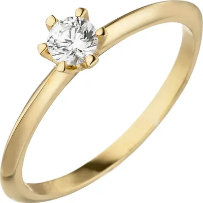 Produktbild von Ring eleganter Solitär Diamant Brillant schlicht 585 Gold Gelbgold Innenumfang 54mm  Ø17.2mm
