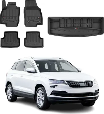 Produktbild von OMAC Fußmatten & Kofferraumwanne Set für Skoda Karoq 2017-2025 Gummi Schwarz 5x