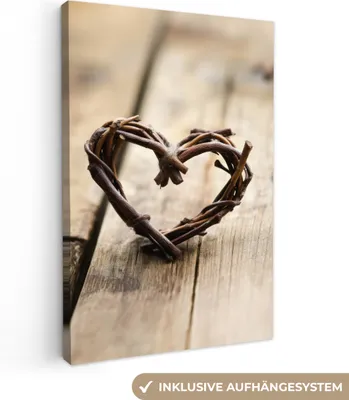 Produktbild von Leinwand Bilder 20x30 cm - Herz - Natur, Wandbilder, Wanddeko Wohnzimmer, Bild