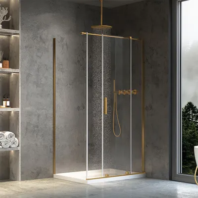 Produktbild von Rea Duschkabine Montana 140X90 Brush Gold