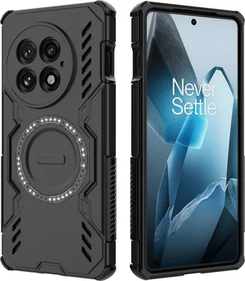 Produktbild von Magnetisch Hülle für OnePlus 13, Hybrid PC TPU Bumper Stoßfestes Loch Wärmeableitung Handyhülle Schwarz
