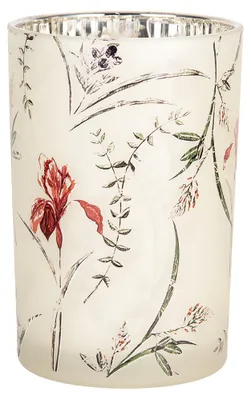 Image de Clayre & Eef Bougeoir Ø 12x18 cm Beige Verre Fleurs