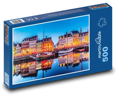 Produktbild von Puzzle 500 Hafenviertel Nyhavn, Kopenhagen - martinpuzzle