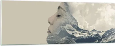 Produktbild von Bilder auf glas - Einteilig - Grafik Frau Berge - 90x30cm - Glasbilder - Wandbilder - Bilder - zum Aufhängen bereit - Wanddekoration aus Glas - Glas Bilder - Wandbild auf Glas - GAB90x30-4323