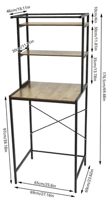 Immagine prodotto di Scaffale da bagno a 3 ripiani - 69x60x166,5 cm - MDF - Nero