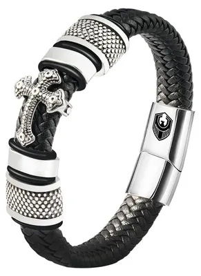 Produktbild von Solidchoice – Armband für Herren aus Leder mit Edelstahlverschluss, 20,5 cm