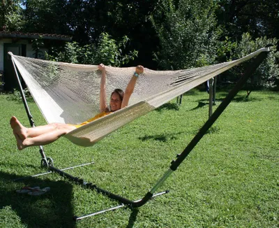 Obrázok produktu pre MacaMex Cuba Gigante Oceľový stojan s mexickou hojdacou sieťou Mamut Natural 3 Person Hammock