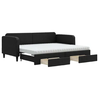 Obrázok produktu pre vidaXL Rozkladacia posteľ so zásuvkami čierna 90x200 cm Látka