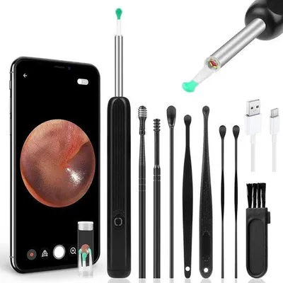 Produktbild von Ohrsauggerät - Visueller Ohrsaugger mit 6 LED-Beleuchtung - 1296p HD Drahtloser Ohrsaugungsset mit Kamera - Ohrreiniger für Erwachsene - Kinder und Haustiere