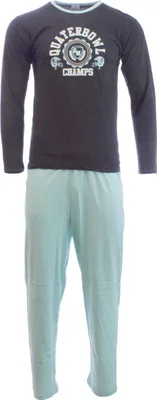 Produktbild von Herren Pyjama Langarm Oberteil + Lange Hose Schlafanzug Quaterbowl
