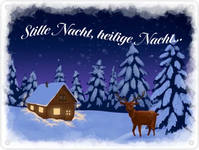 Produktbild von Schöne Winterlandschaft bei Nacht Metallschild in 15x20 cm