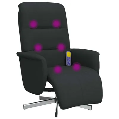 Image de vidaXL Fauteuil de massage avec repose-pieds Noir Tissu