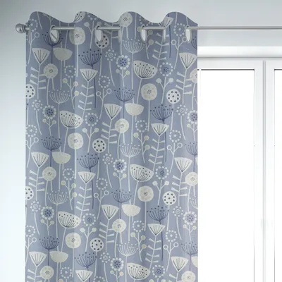 Produktbild von SCHÖNER LEBEN. Vorhang Fryett`s Halbpanama Blumen abstrakt blau 245cm oder Wunschlänge Aufhängung Ösen