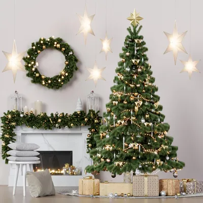 Image de Arbre de Noël artificiel NK10 Sapin avec support 180 cm Sapin de Noël Épicéa 6074