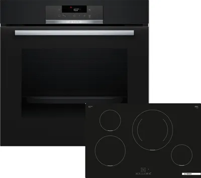 Produktbild von Bosch Einbau-Backofen-Set, HBA171BB3 + PIE811BB5E, Einbau-Backofen, Induktionskochfeld HBD274FB86