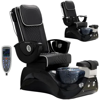 Zdjęcie produktu dla Fotel kosmetyczny elektryczny z masażem do pedicure do salonu SPA czarny Serina