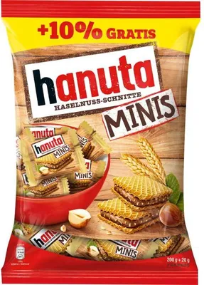 Produktbild von Hanuta Minis einzeln verpackte knusprige Mini Haselnuss Schnitte 200g