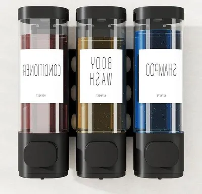 Image de Ensemble de distributeurs de savon, 3 pièces, 300 ml, noir, salle de bain
