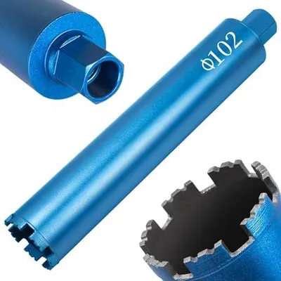 Produktbild von Diamantbohrkrone Ø 102 mm, Nutzlänge 400 mm, Nasskernbohrer mit 11/4 Zoll Aufnahme für Mauerwerk, Granit, Naturstein und Beton