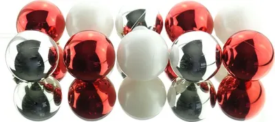 Produktbild von Bruchfeste Weihnachtskugeln Rot Weiß Silber Ø 6 cm aus Kunststoff - 10er Set