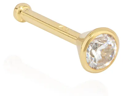 Productafbeelding van Neuspiercing, 750 geelgoud, 18 karaat, neusring, 2,5 mm, zirkonia, wit