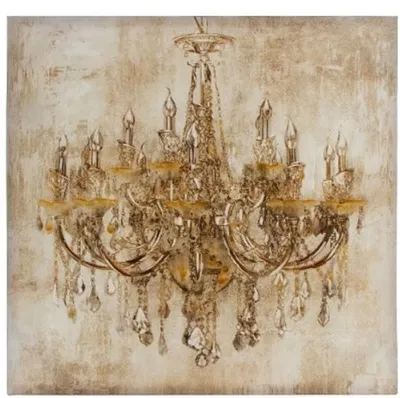 Image de Casa Padrino Peinture à l'huile baroque Lustre Multicolore 80 x H. 80 cm - Magnifique peinture à l'huile