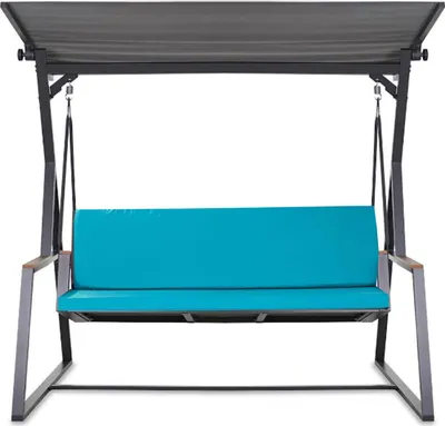 Produktbild von Gartenkissen Set für Gartenschaukel – blau – Sitzkissen 130x60 + Rückenkissen 130x50 – Weiche Auflagen für Hollywoodschaukel