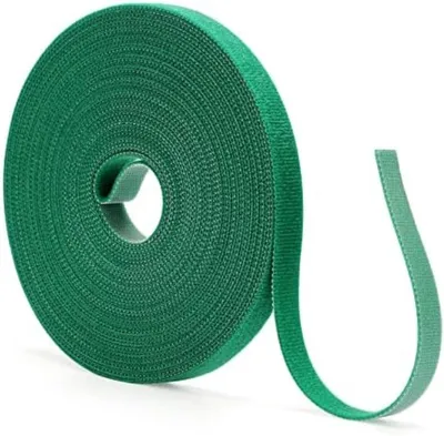 Produktbild von PolkaHome® 10 Meter 12 mm grüne Pflanzenbänder – selbstklebendes Klettband für Garten, wetterbeständig