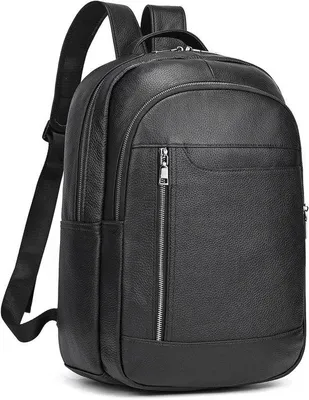 Produktbild von Leren Rugtasche für Schule, Reisen und Handgepäck, für 15,6 Zoll Laptop, schwarz