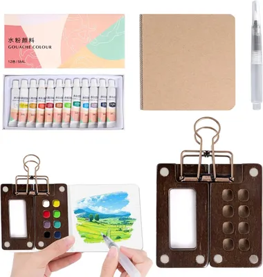 Imagen del producto de Set de acuarelas mini, 12 colores, paleta portátil, para artistas y aficionados