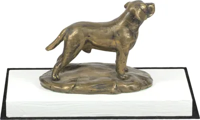 Image de Labrador Retriever - statue de chien, figurine sur socle blanc, trophée pour l'exposition canine Art Dog.