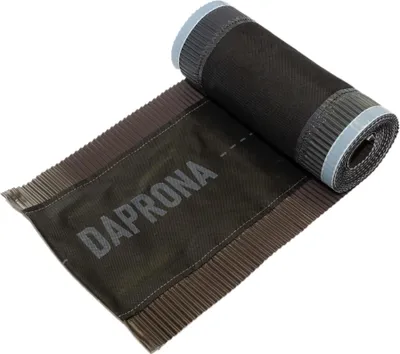 Produktbild von DAPRONA Firstband Alu, 390mm x 5m, Braun, RAL 8017, Butylband wasserdicht Firstblech, Dachabdichtung selbstklebend, Dachfirst Abdeckung, Alubutyl Roller
