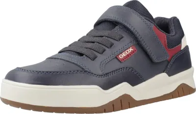 A single blue GEOX sneaker is shown from a side angle against a white background.