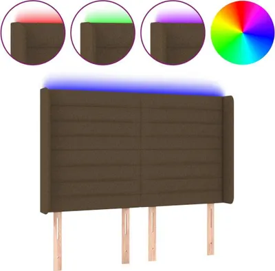 Produktbild von LED Kopfteil Dunkelbraun 147x16x118/128 cm Stoff