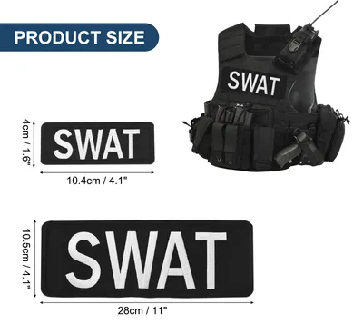 Produktbild von 2 Stš¹ck SWAT-Patch mit Klettverschluss SWAT-Stickerei-Patches Stoff SWAT-Patch fš¹r Weste Jacke Kleidung Rucks?cke Hš¹te Schwarz (1 Stš¹ck klein und 1 Stš¹ck gro?)