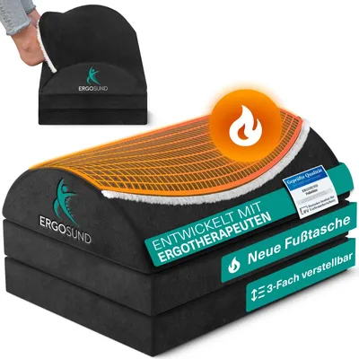 Image de Repose-pieds de bureau - Repose-pieds réglable en 3 hauteurs - Avec housse en peluche - Antidérapant