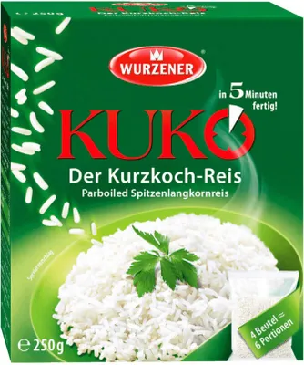 Immagine prodotto di 5 confezioni di riso Wurzener KUKO in busta da cuocere (4x62,5 g) per 30 porzioni