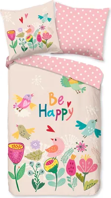 Produktbild von Duvet cover Good Morning 135x200 + 1* 80x80 cm - flowers and birds