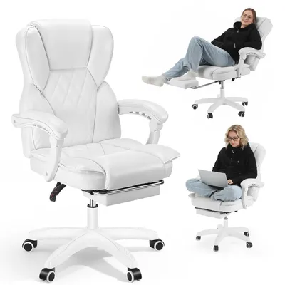 Produktbild von OYAJIA Gaming Stuhl Bürostuhl Ergonomisch,mit Fußstütze, 155° neigbar Drehstuhl aus Kunstleder, Belastbarkeit bis 150 kg, Schreibstuhl Höhenverstellbar