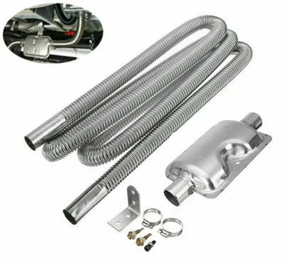 Image de Tuyau d'échappement et silencieux pour chauffage diesel - Chauffage auxiliaire pour véhicule - Acier inoxydable - 60 cm