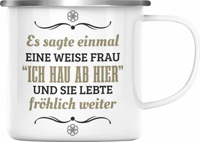 Produktbild von Trendation - Jobwechsel Emaille Tasse Geschenk Kollegin Kollege Lustig Abschiedsgeschenk Sprüche - Ich Hau Ab Hier (Silber)