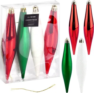 Produktbild von Vilde | Christbaumkugeln - 4er Set - Bruchfest - Kunststoff - Eiszapfen Set Bunt 15cm