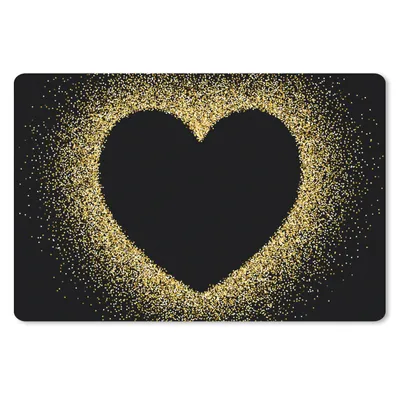 Produktbild von MuchoWow® Schreibtischunterlage Goldenes Herz auf schwarzem Hintergrund 60x40 cm - XXL Mauspad - Großes Mauspad