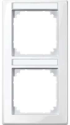 Productafbeelding van Merten M-SMART-frame, 2 voudig, schuin, 470219, met bekrachtigingsplaat, polarwit, glanzend