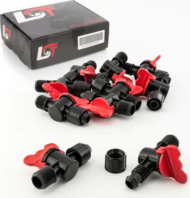 Produktbild von 10x Absperrhahn Kugelhahn PE-Rohr für Tropfanlage Gartenbewässerung 16x1/2"