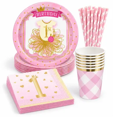 Produktbild von 1. Geburtstag Deko Mädchen Ballerina Party rosa Partyset Kindergeburtstag