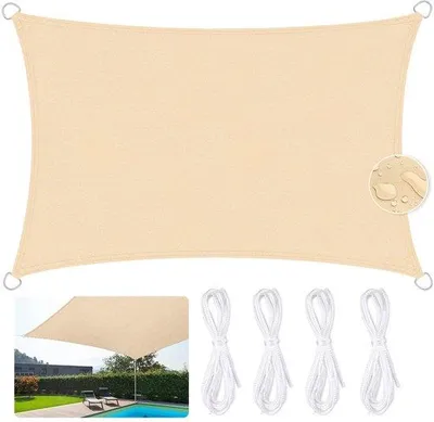 Immagine prodotto di Ibenzoa® Tenda da sole rettangolare, 3x5 m – tessuto Oxford 420D impermeabile, protezione UV del 95%, 4 anelli a D in acciaio inossidabile e 2 metri di corda in nylon, ideale per balcone e terrazza