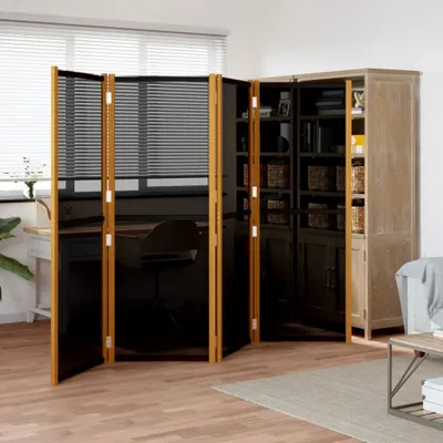 Obrázok produktu pre The Living Store 4-dielna priečka do izby čierna 280x180 cm