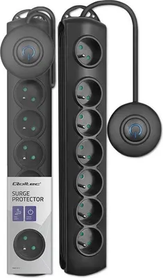 Immagine prodotto di Qoltec 50171 Limitatore di sovratensione Nero 7 prese CA 230 V 1,5 m