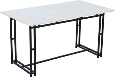 Produktbild von okwish Esstisch, einfacher Küchentisch, Metallrahmen, rechteckiger, moderner, leichter Luxus-Küchentisch, Metallbeine, Esszimmer, Wohnzimmer, schwarze Tischbeine, 120 x 70 cm